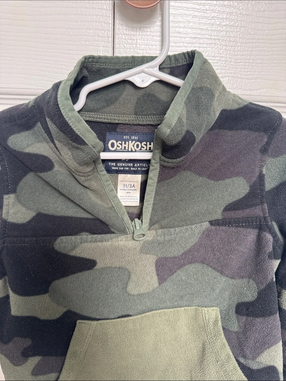 OshKosh B'gosh Green Camo Quarter-Zip Fleece Pullover